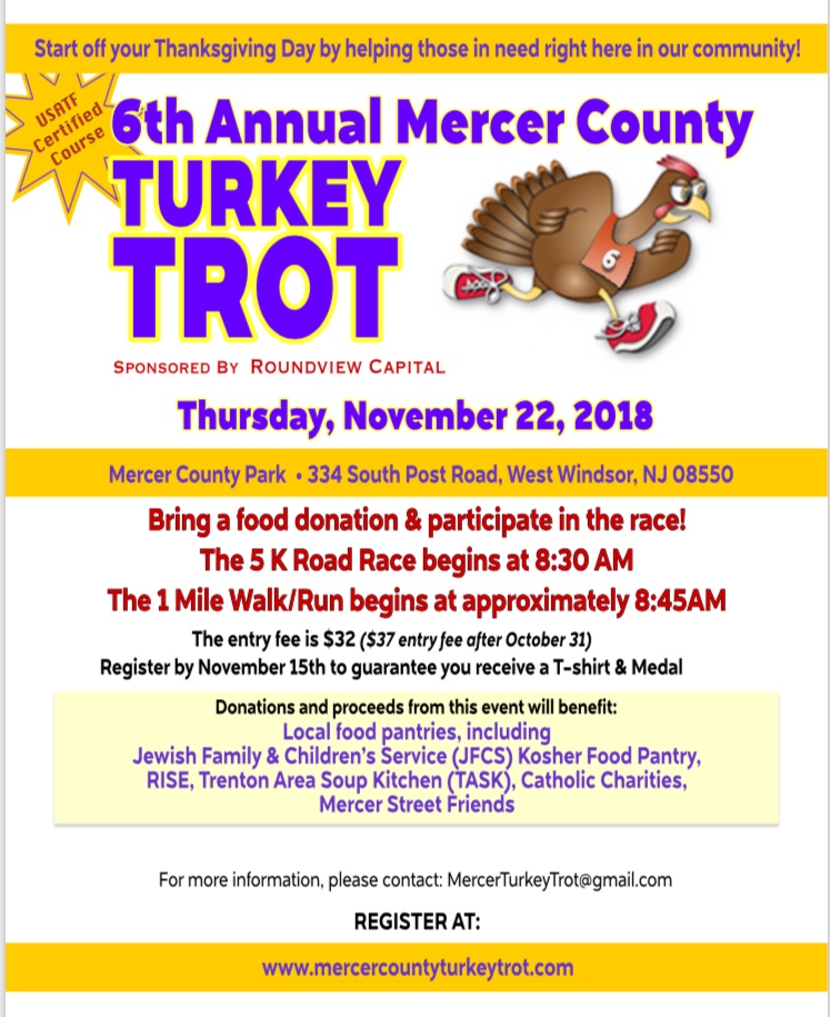 Help Us Fight Hunger on Thanksgiving Morning at the Mercer County Turkey Trot